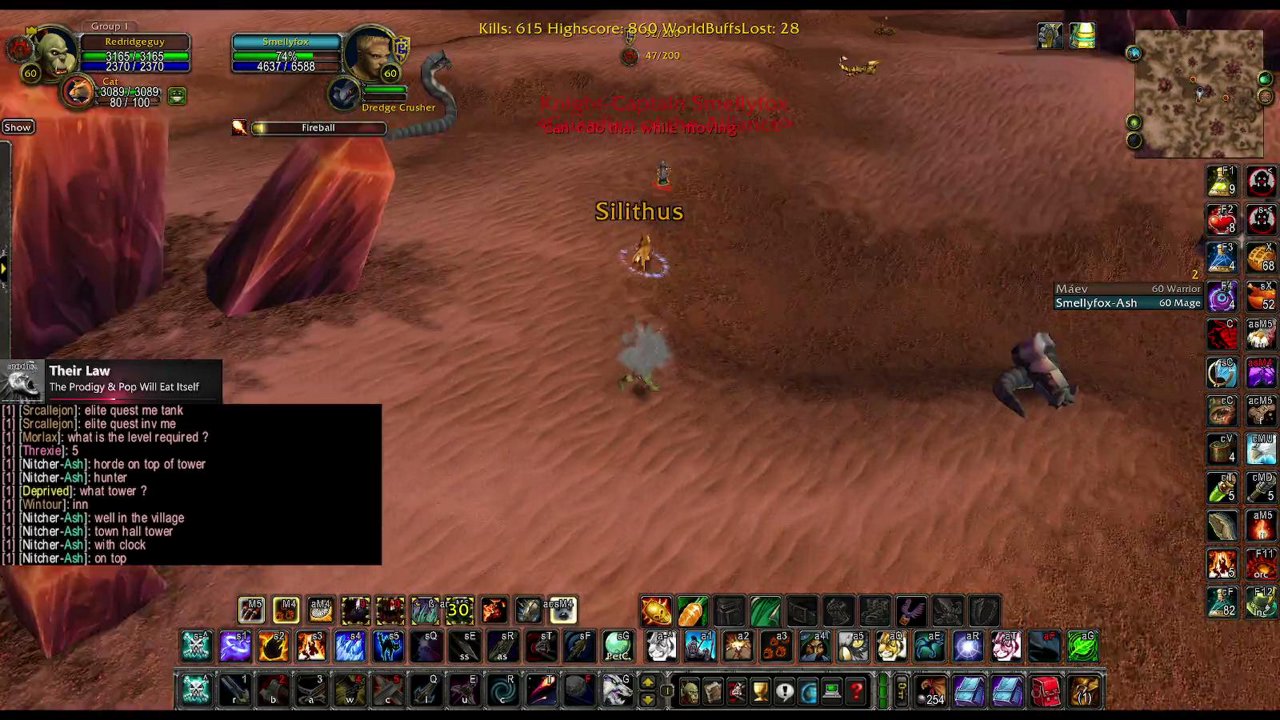 Live grab: Redridgeguy hunter UI, 615 kills, Smellyfox-Ash in chat
